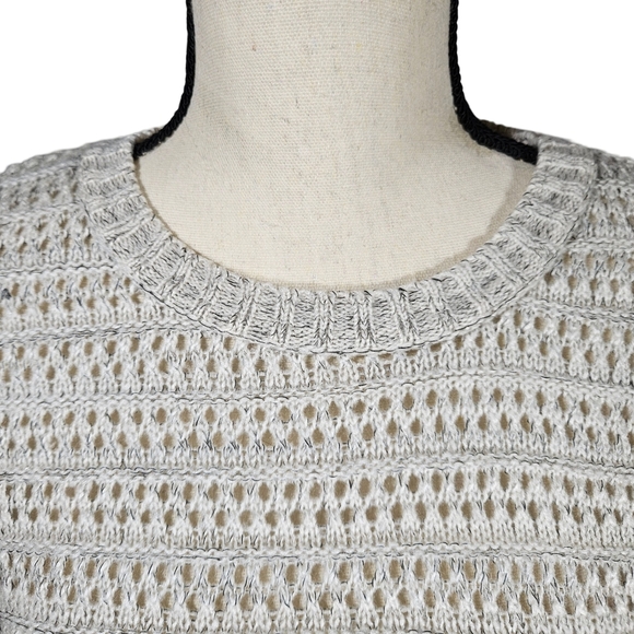 Open Knit Pull Over Sweater, Grey, Small - Picture 2 of 14